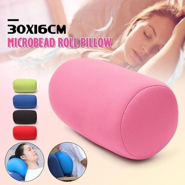 

1pc microbead roll pillow car waist cushion neck head leg back support bolster bed pillow1