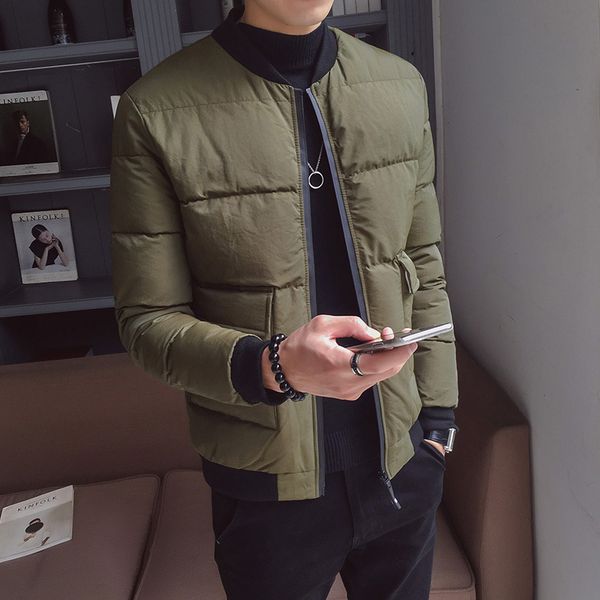 

short down winter new large poet cotton padded jaet simple label men's coat fashion, Black