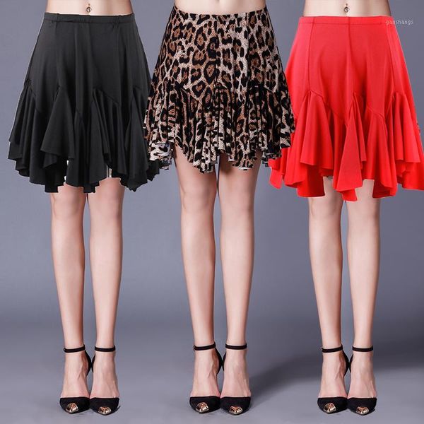 

latin dance skirts for woman leopard skirt ladies ballroom dancing clothes woman salsa samba rumba performance wear1, Black;red