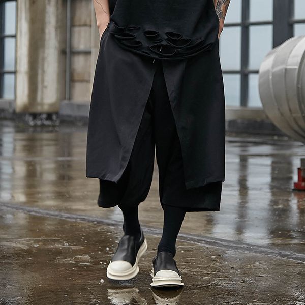 

2021 New S-6xl. Original Big Daddy Man Four Seasons Tide Take Off Skirt to Do Dark Casual-style Show of Men Pants Wide Leg SL99, Black