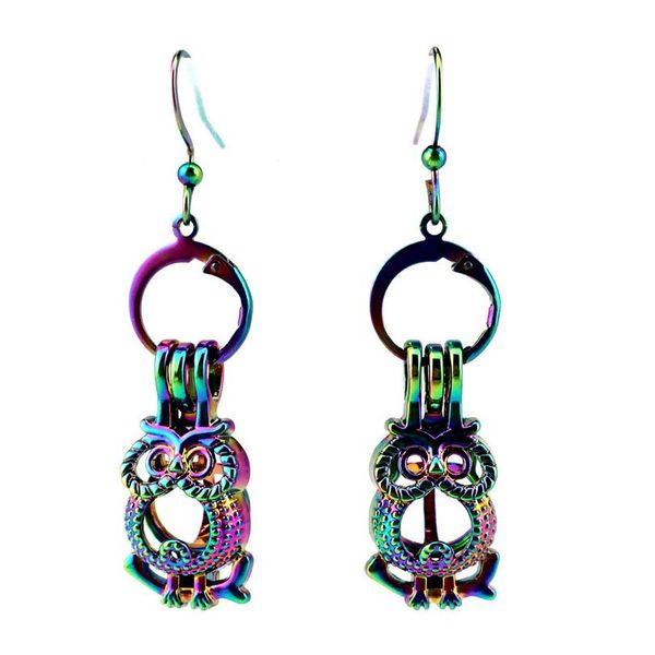 

ee-c722 радуга цвет сова жемчужина клетчатка подвеска серьги крючки с 6-9 мм серьги из пластиковых бусин 2020 bbyzvh, Silver