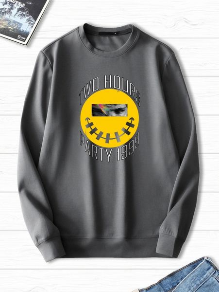 

men letter & figure graphic sweatshirt d1yo#, Black