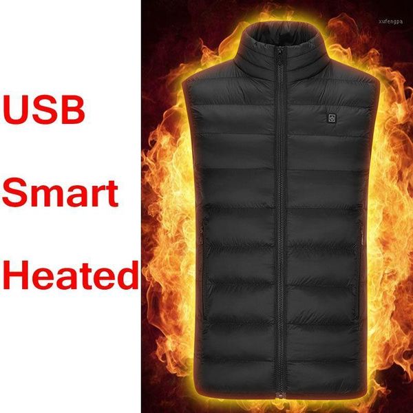 

winter outdoor jacke men electric heated vest usb heating vest winter thermal cloth feather camping hiking warm hunting jacke1, Black;white