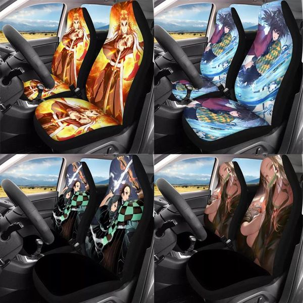 

universal fit car seat covers demon slayer anime front seat set of 2 durable auto front covers protectors decorative