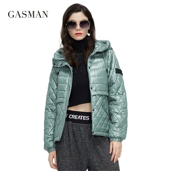 

gasman women's spring jacket fashion casual short parka thin cotton hooded coat women ladies jackets warm outwear 21159 211216, Black