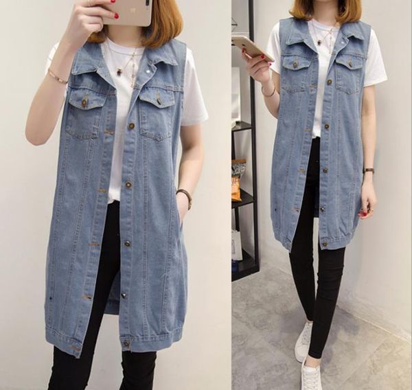 

spring summer new big size women's cowboy vest jacket o418, Black;white