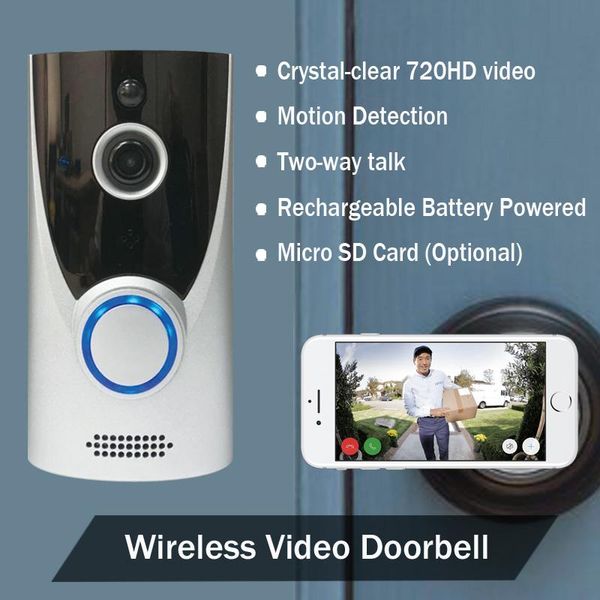 

wireless wifi doorbell two way intercom 720p 160 degree wide angle