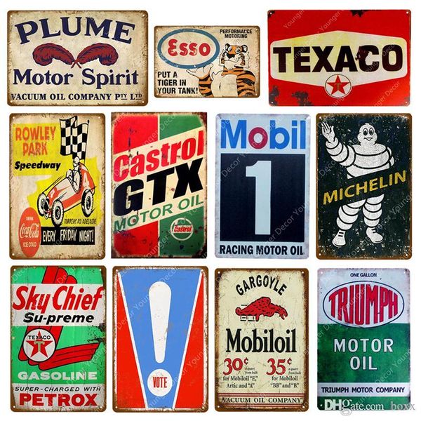 

2021 vote mobil triumph castrol gtx motor oil metal signs vintage tin poster decor for pub bar garage wall stickers art plaque size 30*20cm