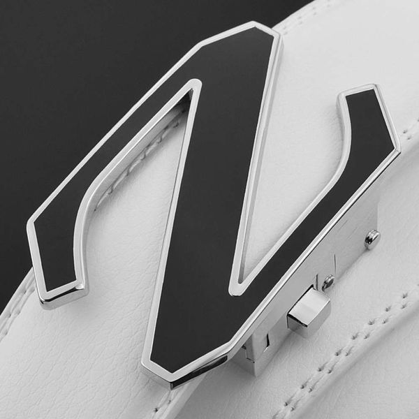 

z letter men's white automatic belt buckle korean fashion brand versatile student net red lengthened fat man big size, Black;brown