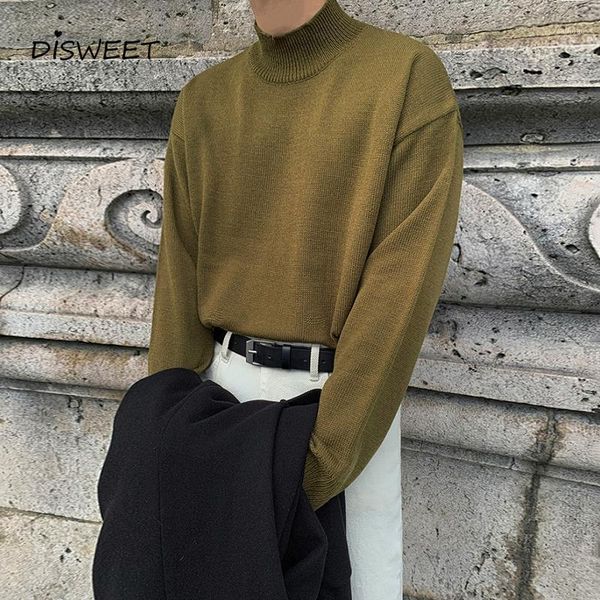 

turtleneck solid sweater men korean long sleeve slim knit sweater men's simple warm boy 20201, White;black