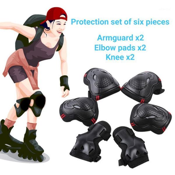 

elbow & knee pads 6pcs/set skating protective gear set bicycle skateboard ice skate roller hand guard for kids1, Black;gray