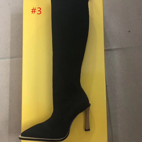 Heißer Verkauf – modische Damen-Strick-Sockenstiefel, spitz, sexy, spitze Stiefel von Damen-Oberschenkel-Overknee-Stiefeln, atmungsaktiv, elastisch, b