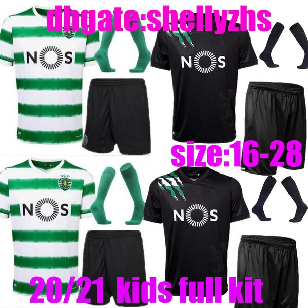 

kids kit 20/21 sporting clube de sporting cp lissabon fußball trikots 2020 phellype b.fernandes fußball trikot lisbon youth soccer jersey, Black