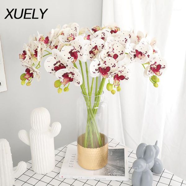 

artificial 5 head/branch butterfly orchid real touch office home christmas wedding decor pu artificial flower display pot orchid1