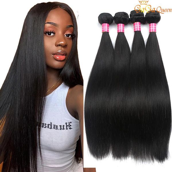 

brazilian virgin hair straight 4 bundles human hair extensions gaga queen 8a brazilian straight human hair weaves dyeable natural color, Black