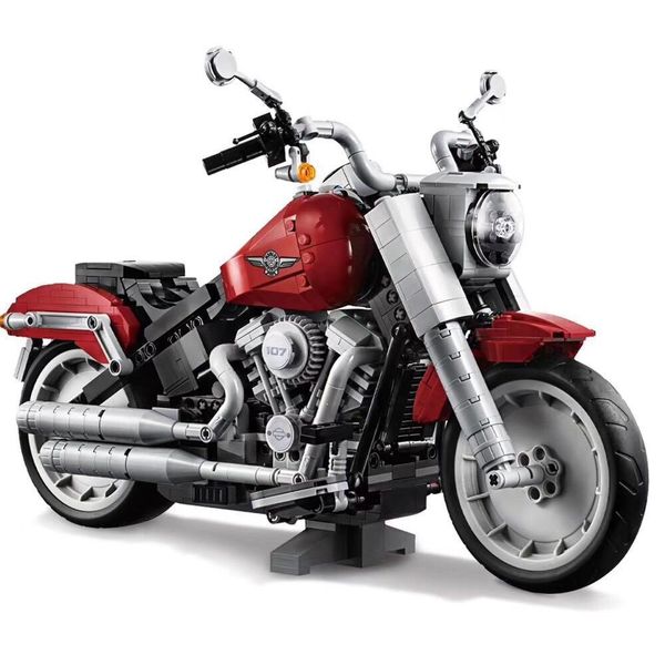 

91025 technic 1037pcs harleyinglys motorcycle fat boy blocks vehicle set building bricks 10269 toys for children gift wmtoon