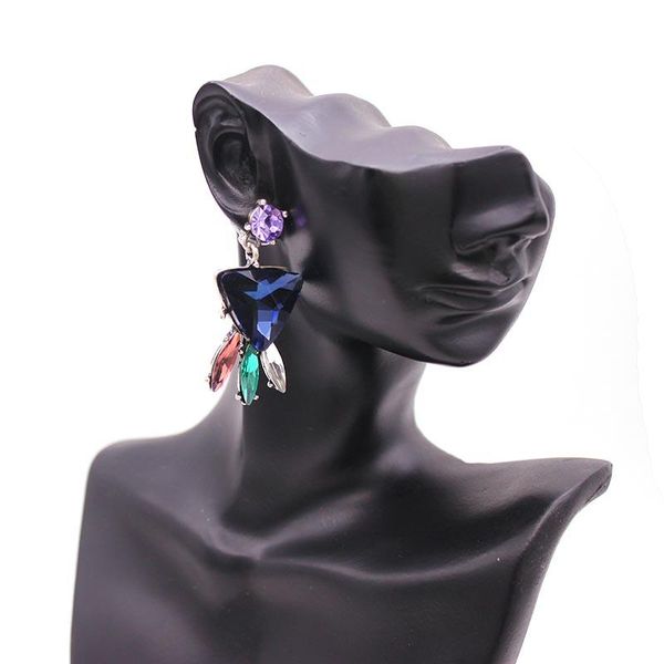 

d&d stone crystal flower drop earrings for women fashion multicolor rhinestone earrings modern jewelry gift, Silver