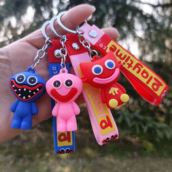 

keychains cartoon doll trinkets pendant leather rope key chain poppy playtime bobby's game time, Silver