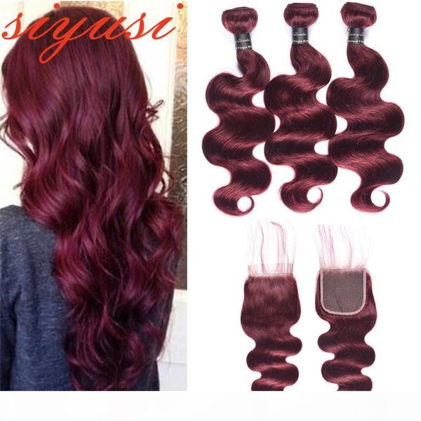 

brazilian body wave with closure 3 4 bundles siyusi hair weave bundle part lace closure human hair bundle with closure, Black;brown