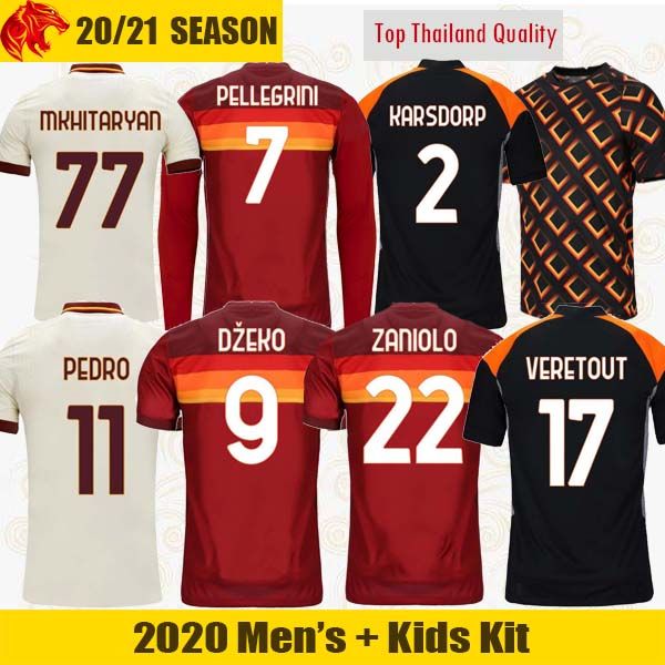 

20 21 totti soccer jerseys veretout 2021 pedro dzeko football shirt 2020 2021 pellegrini zaniolo mayoral men's long jersey kids kit, Black;yellow