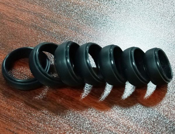 

factoryxs6vsilicon bands men's wedding silicone flexible rings rubber comfortable fit lightweigh ring multi colors and size men jew, Slivery;golden