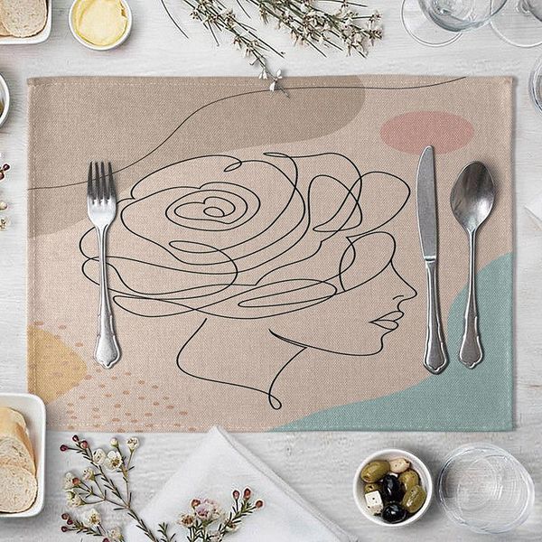 

творческие цветочные кухонные метки для обеденного стола женщины цветочные листья ткань льняные прямоугольные аксессуары кубок кубок подводк