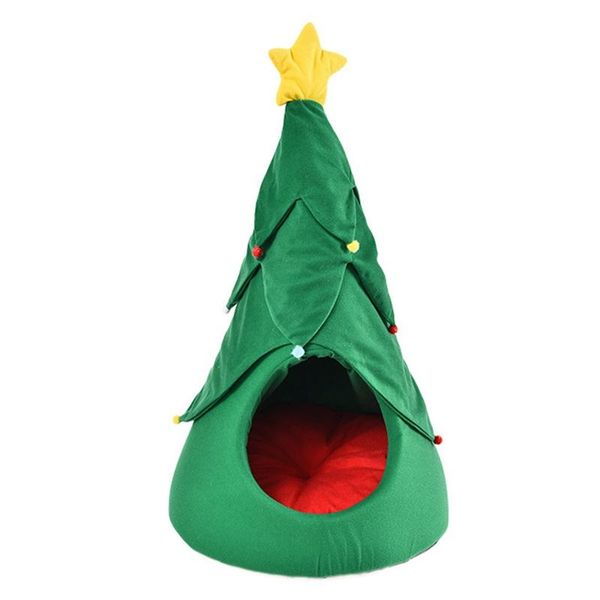 

cat beds & furniture creative christmas tree semi-closed warm breathable pet nest litter dog house