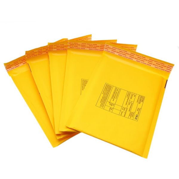 

50 pcs/lot yellow white kraft print paper bubble envelopes bags different size mailers padded shipping envelope bags with b wmtvbk