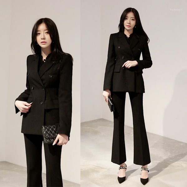 

chunpan2020spring and autumn professional suit female suit temperament fashion was thin british style slim korean interview1, White;black
