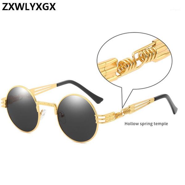 

sunglasses round metal steampunk men women fashion glasses brand designer retro vintage uv400 gafas1, White;black
