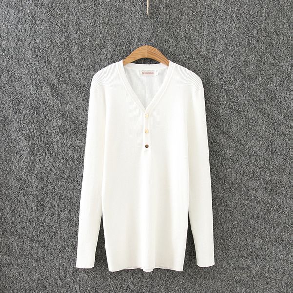 

long-sleeve highly stretchable winter lungs of large-size women with low-cut v s01z, White;black