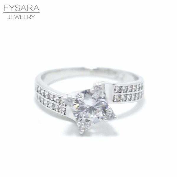 

fysara luxury 4 pongs square cz crystal rings обручальные кольца свадебные кольца для женщин микро австрийские кольца циркона wmtmyj, Silver