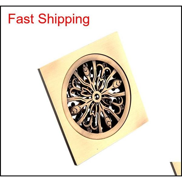 

10*10cm square bathroom drains cover solid brass gold shower drain anti-odor hair strainer ba jllaci bdetrade