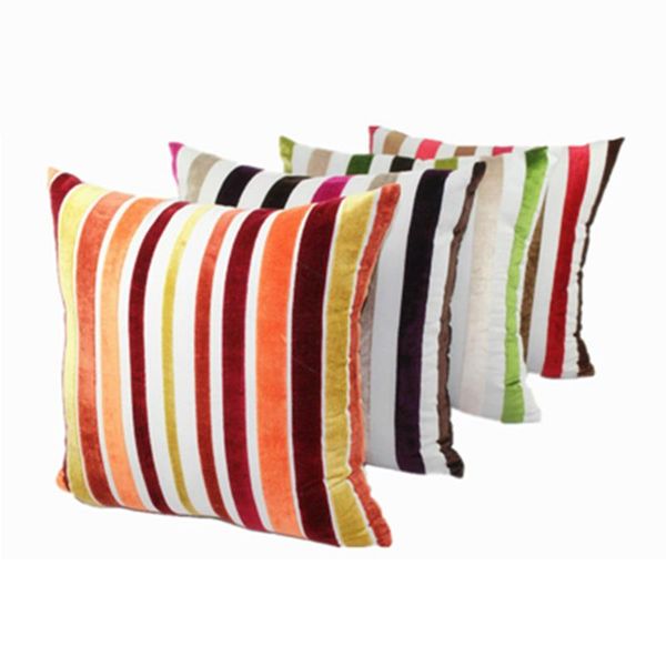 

fashion stripe cotton viscose velvet cushion cover for car chair bed sofa home decor 40x40cm throw pillow case 30 45 50 55 60