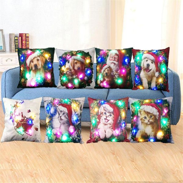 

multi colors christmas led lights luminescent lanterns pillow back cushion linen innovative pillowcase party festival house dec wmtbbc