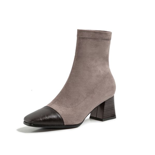 

address 2021 new arrival women's heels toe colors mixed ladies genuine shoes green boots 5acl, Black