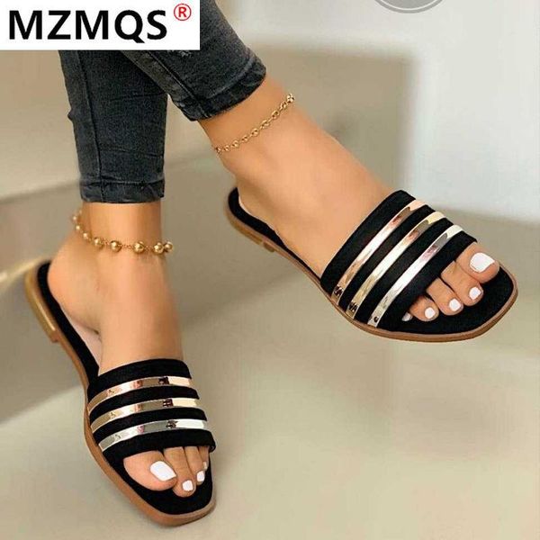 

2021 summer new fashion women flat sandals slippers open toe leaking heel women slippers comfortable outer wear shoes woman, Black