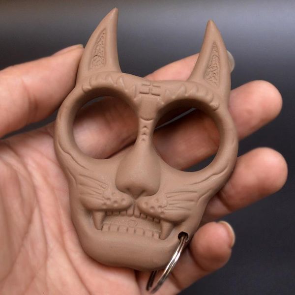 

factoryh0sechain mini plastic key tiger head pendant for women girl self-defense keychain hand buckle car bags keychains, Silver