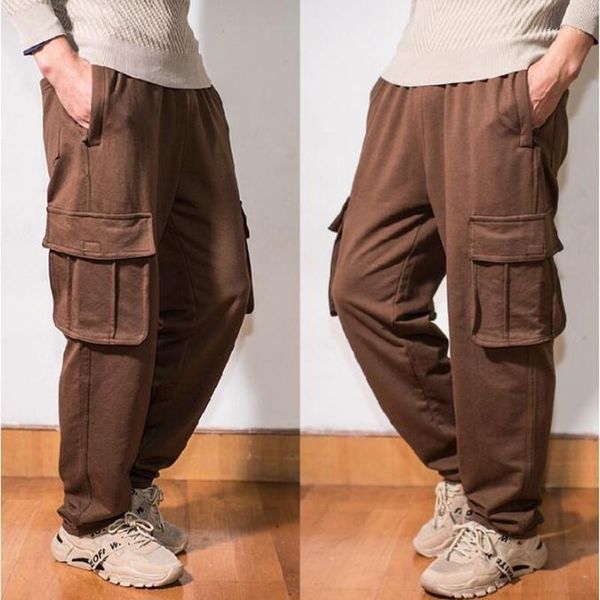 

new hip hop joggers sweatpants men streetwear big pocket cargo pants casual baggy trousers1, Black