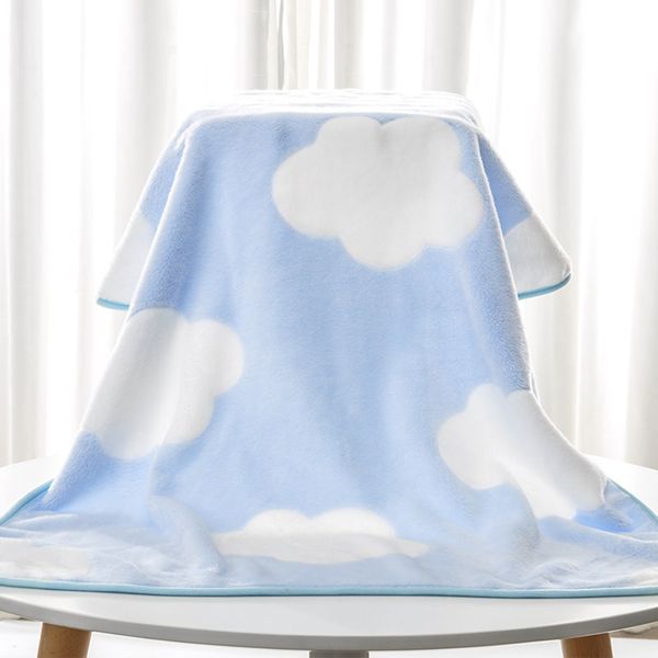 

newborn baby blanket cloud print coral fleece kids swaddle envelope toddler stroller cover wrap children bedding blanket lj201128