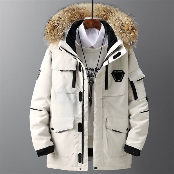 

bonjean faux fur decoration down coat for male 2020 casual outerwear hooded men's parkas warm-keep clothing long jackets bj3396 q1209, Black