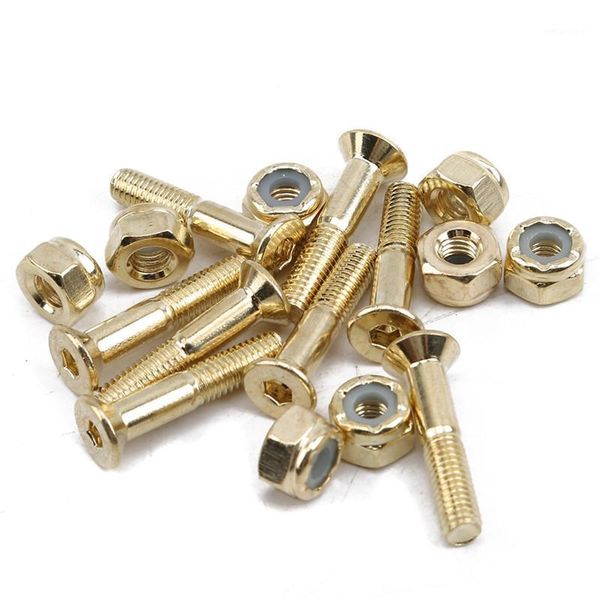

skateboarding skateboard hardware screws 8pcs/set metal nail bolt screw kit set black and gold replacment accesories1