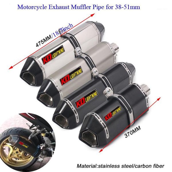 

universal exhaust muffler pipe stainless steel carbon fiber for 38-51mm motorcycle tail system with db killer silp on1