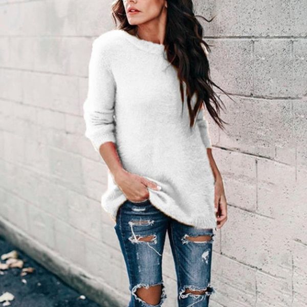 

autumn winter casual long sleeve solid o neck sweater casual loose female sweaters women clothing plus size 5xl, White;black