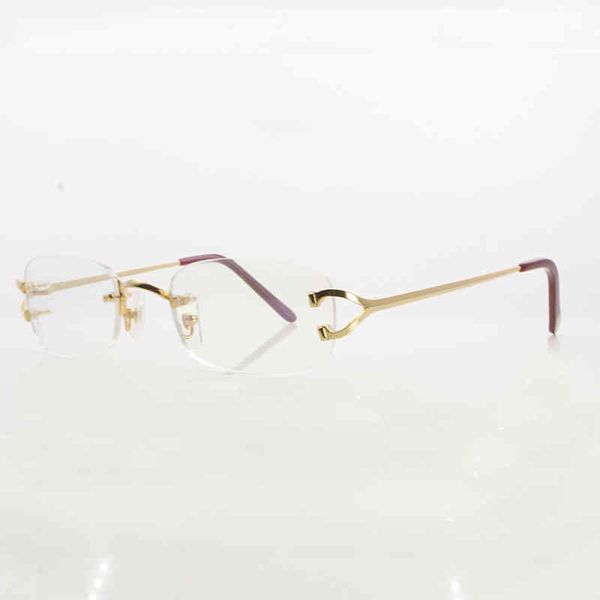 

2022 factory wholesale model vintage eye for women metal clear rimless optical frame womens eyeglasses men accessories 7ai2 sunglasses, White;black