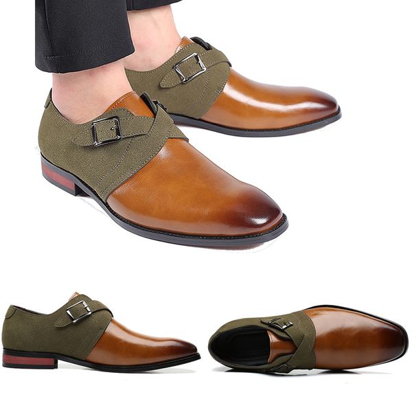 

leather dress men offical business casual gentleman formal shoes for wedding party lj201023, Black
