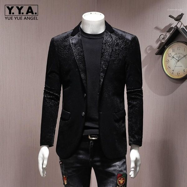 

brand men blazer luxury wedding business casual single breasted suit jacket oversize 5xl autumn black slim velour outwear1, White;black