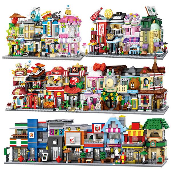 

loz lizhi city streetscape model small particle assembly building blocks children's toys puzzle bakery