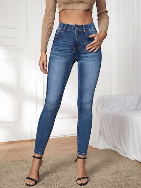 

zipper fly skinny jeans z7f1#, Blue