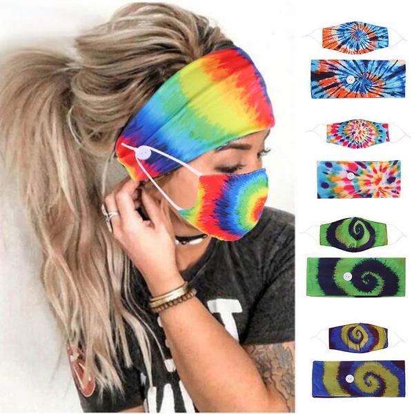 

tie-dye band masks set spiral pattern button anti-leash hair face mask headscarf accessories movement elastic designer headband dha2093